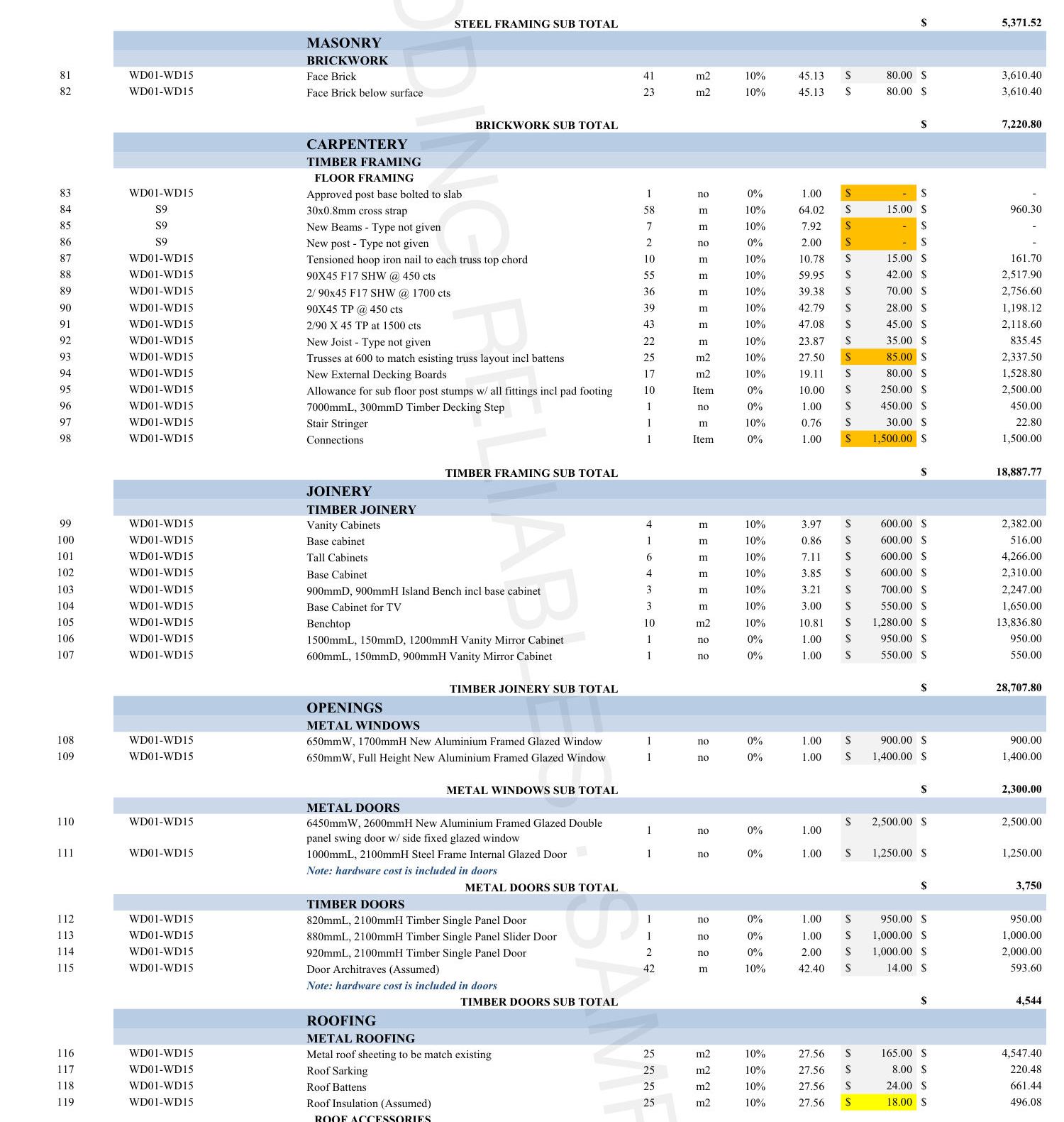 Estimate page 4