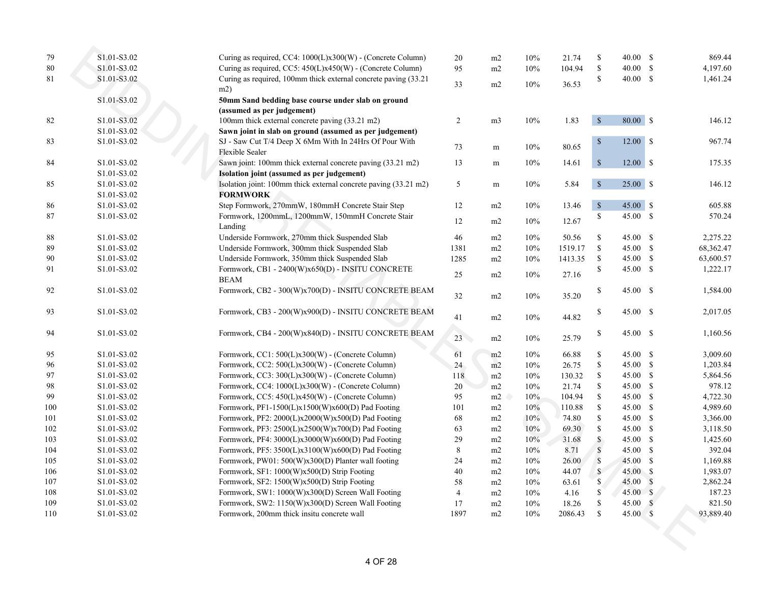 Estimate page 5