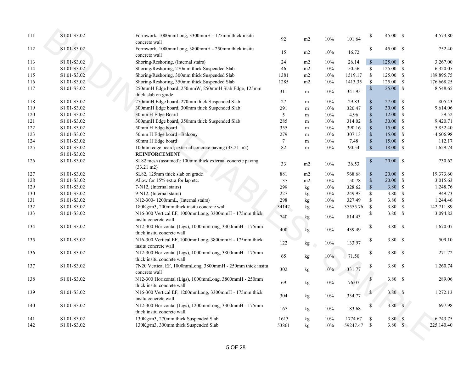 Estimate page 6