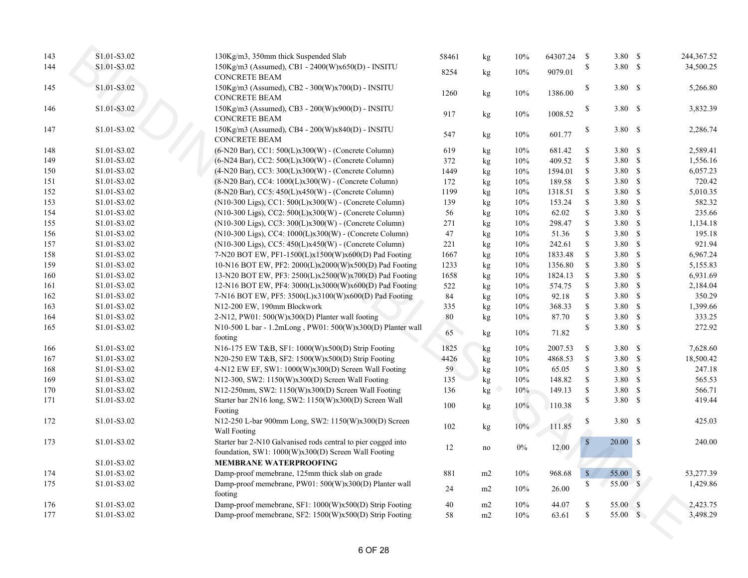 Estimate page 7