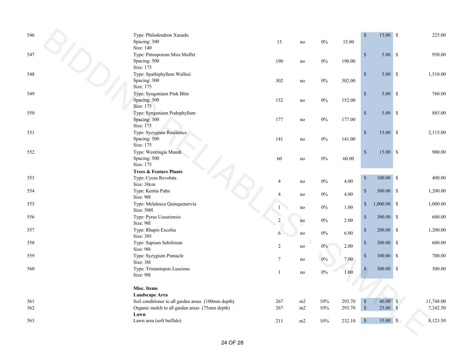 Estimate page 25
