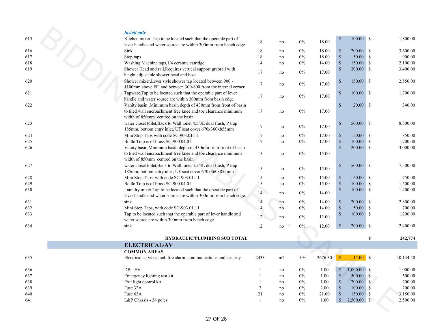 Estimate page 28