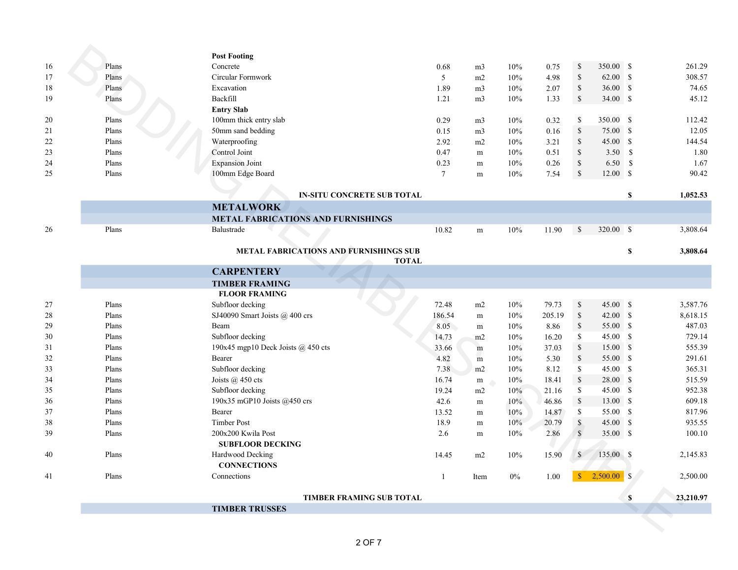 Estimate page 4
