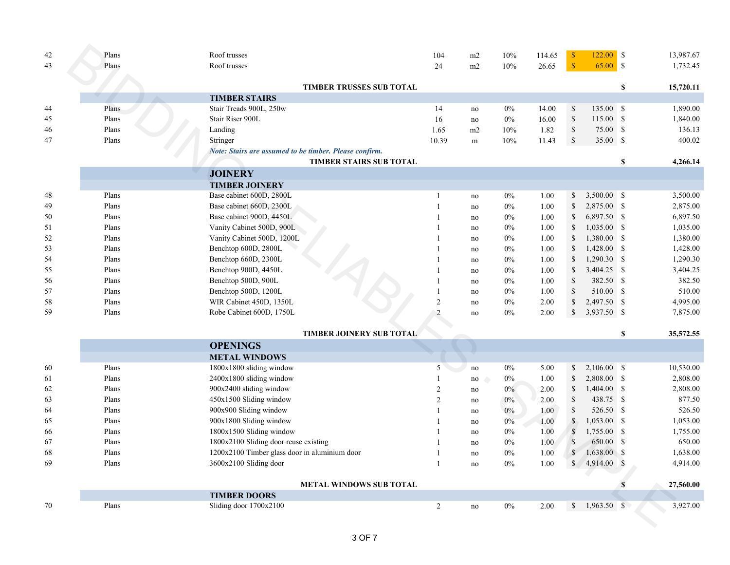 Estimate page 5
