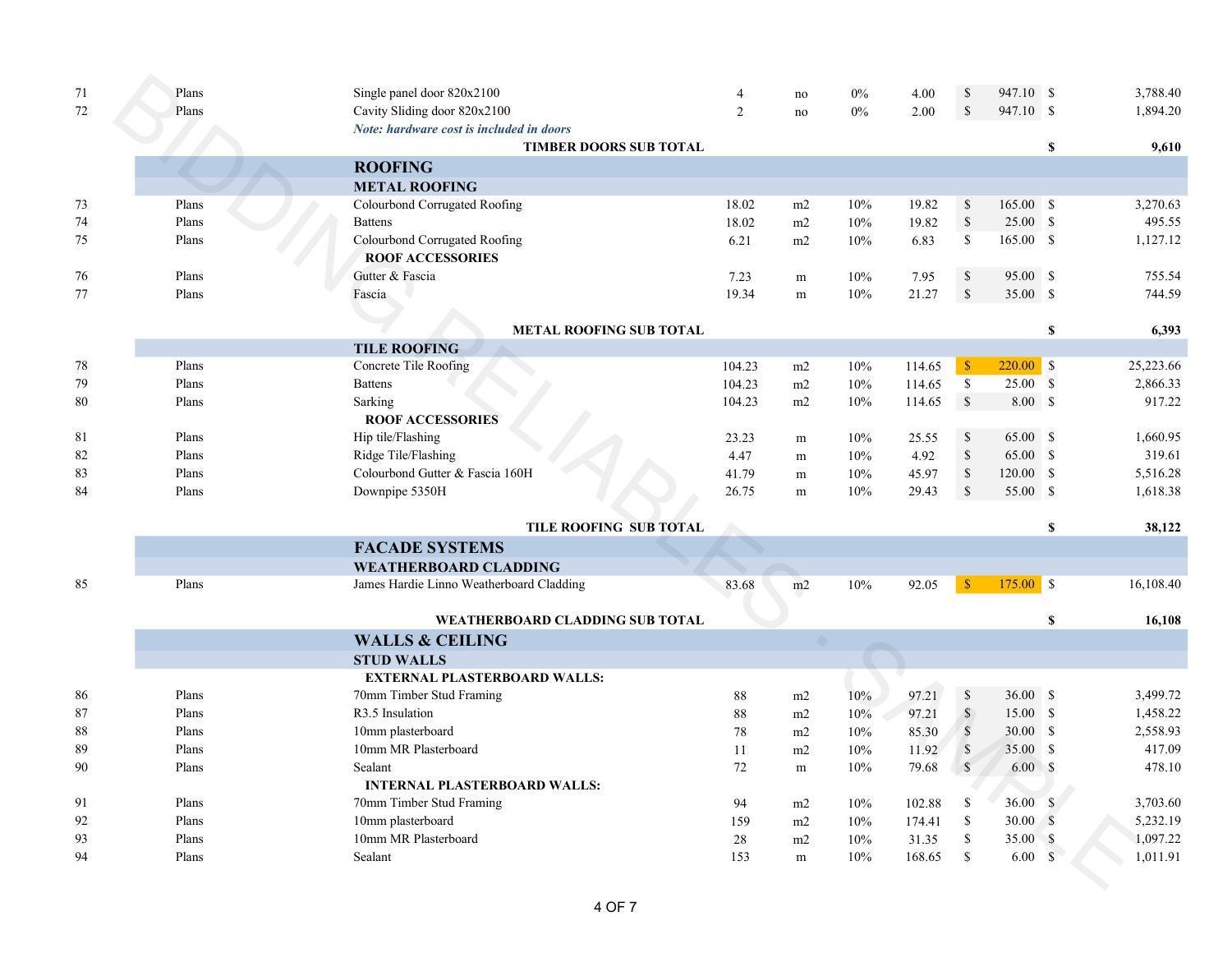 Estimate page 6