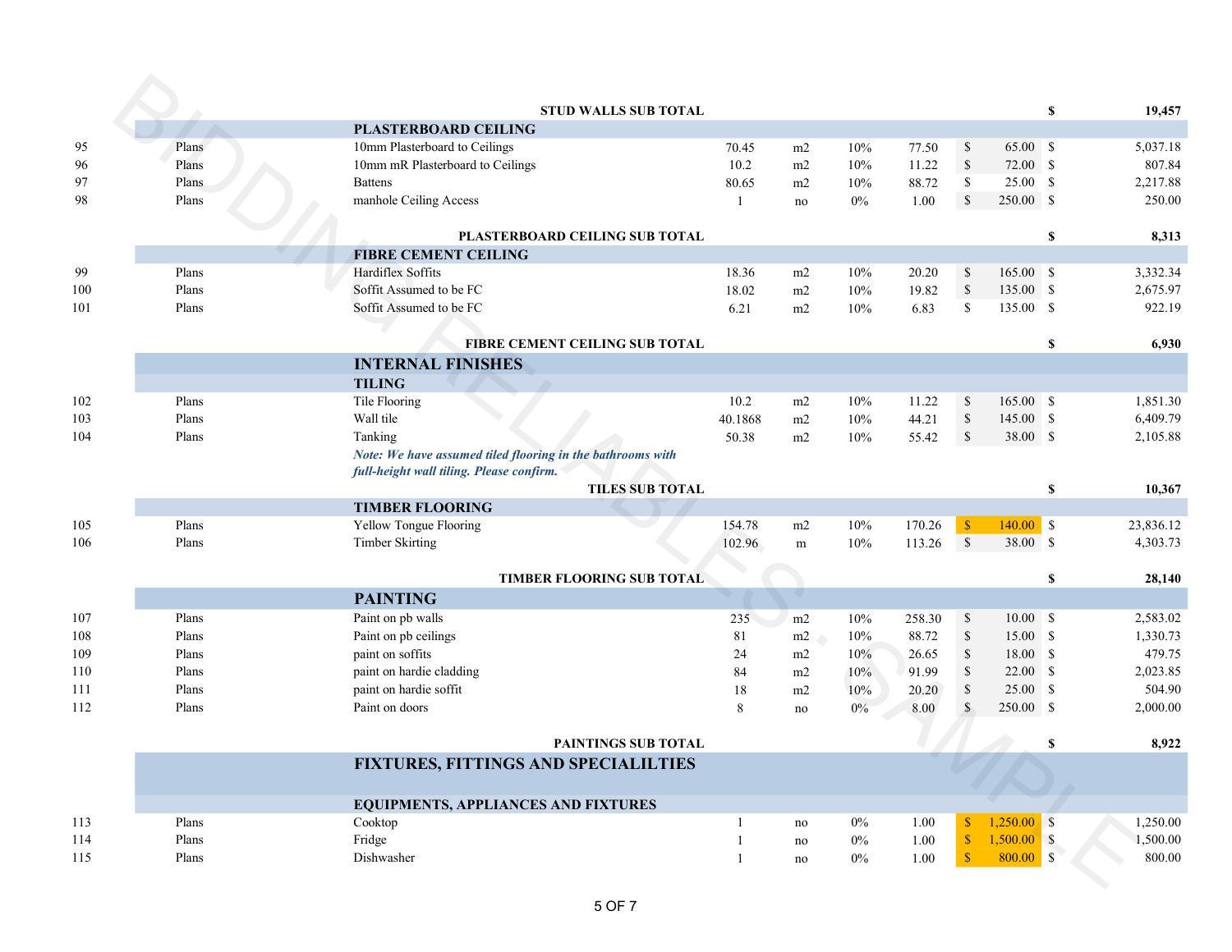 Estimate page 7